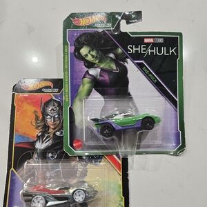 Marvel She-Hulk/Thor Hot Wheels Character Cars